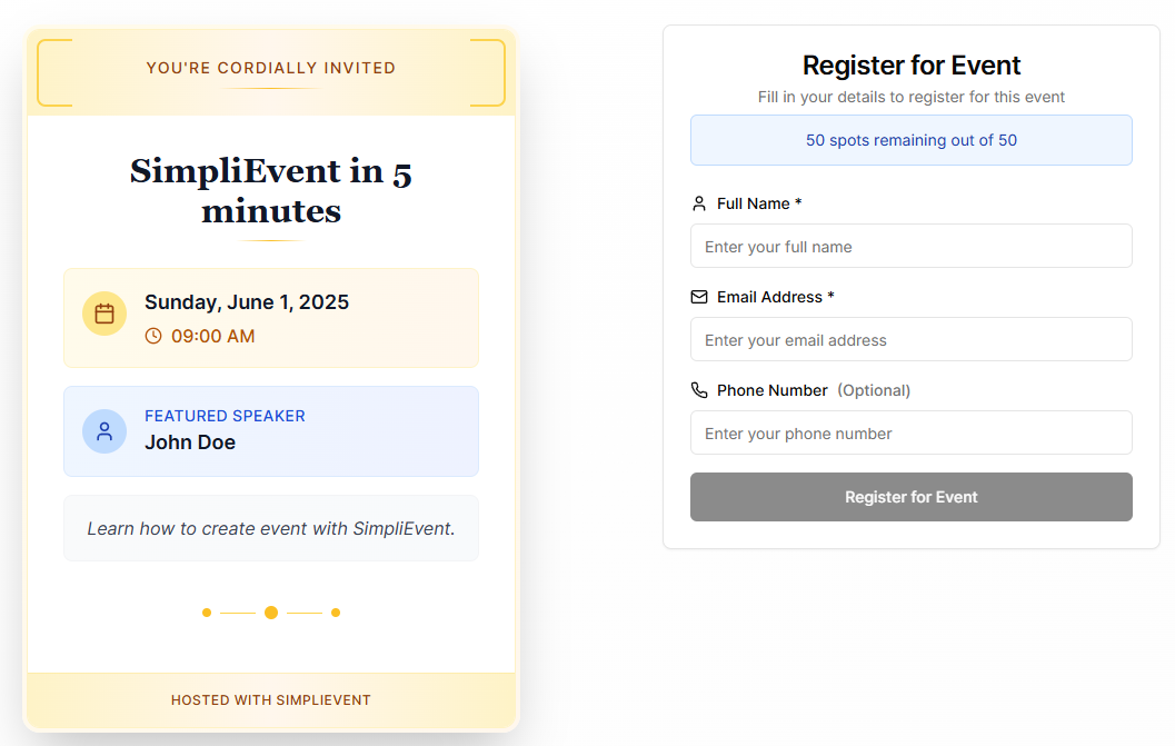 Participants Register Screenshot